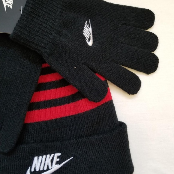 NIKE UNISEX KIDS & ADULTS FOLDOVER BEANIE & GLOVE - Picture 3 of 12